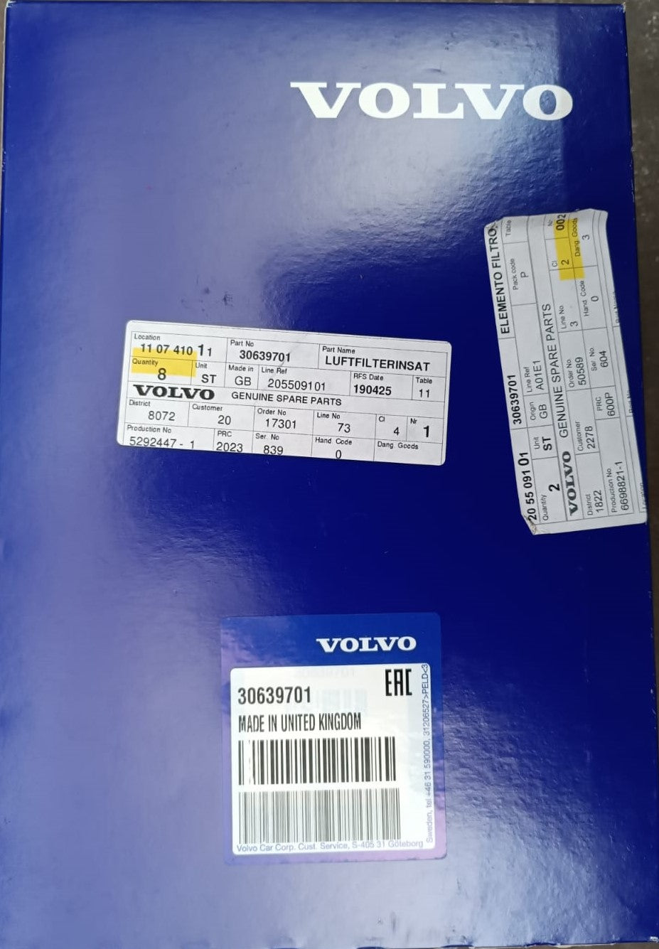 Volvo originale Filtro Aria 30639701
